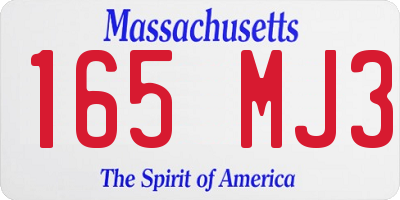 MA license plate 165MJ3