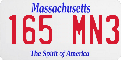 MA license plate 165MN3