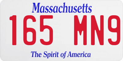 MA license plate 165MN9