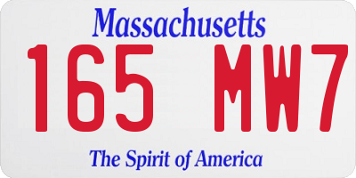 MA license plate 165MW7