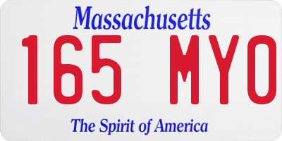 MA license plate 165MY0