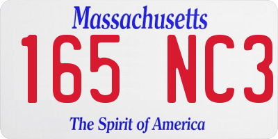 MA license plate 165NC3