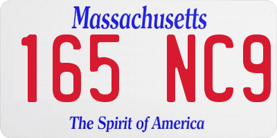 MA license plate 165NC9