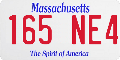MA license plate 165NE4