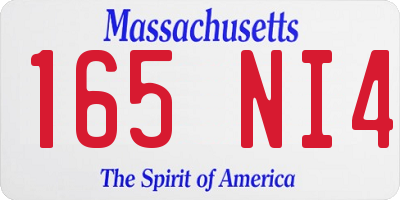 MA license plate 165NI4