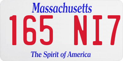 MA license plate 165NI7