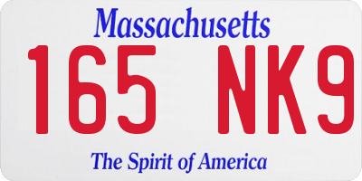 MA license plate 165NK9