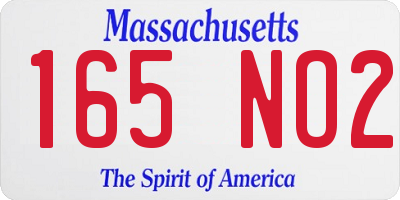 MA license plate 165NO2