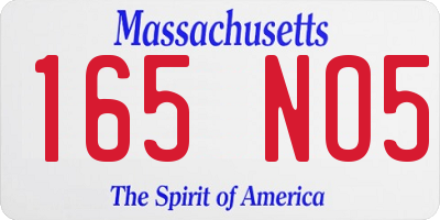 MA license plate 165NO5