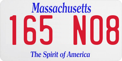 MA license plate 165NO8