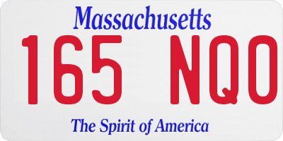 MA license plate 165NQ0
