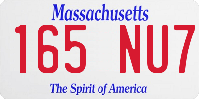 MA license plate 165NU7