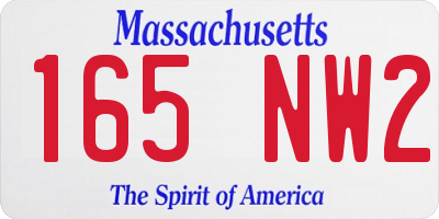 MA license plate 165NW2