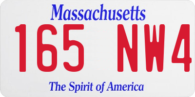 MA license plate 165NW4