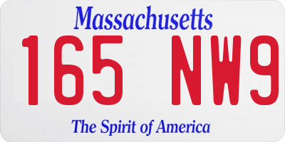 MA license plate 165NW9