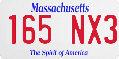MA license plate 165NX3