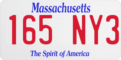 MA license plate 165NY3