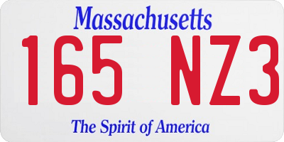 MA license plate 165NZ3
