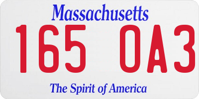 MA license plate 165OA3