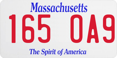 MA license plate 165OA9