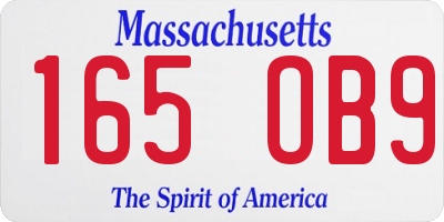 MA license plate 165OB9