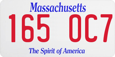 MA license plate 165OC7