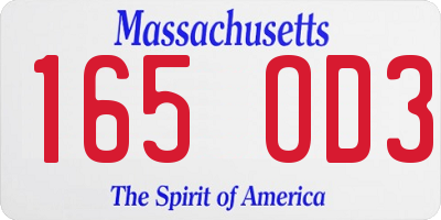 MA license plate 165OD3