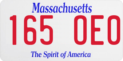 MA license plate 165OE0