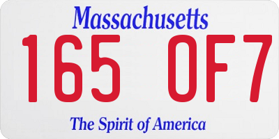 MA license plate 165OF7