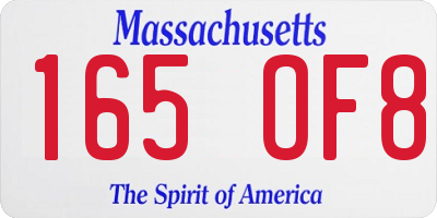 MA license plate 165OF8