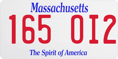 MA license plate 165OI2