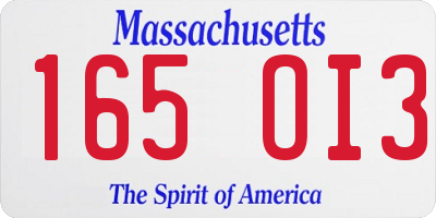 MA license plate 165OI3