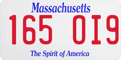 MA license plate 165OI9