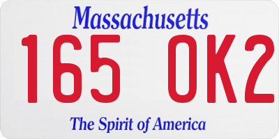 MA license plate 165OK2