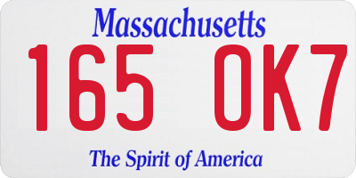 MA license plate 165OK7