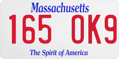 MA license plate 165OK9
