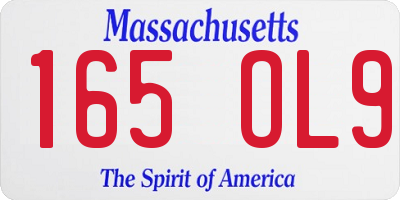 MA license plate 165OL9