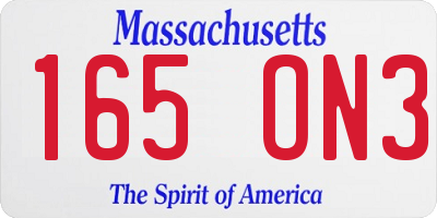 MA license plate 165ON3