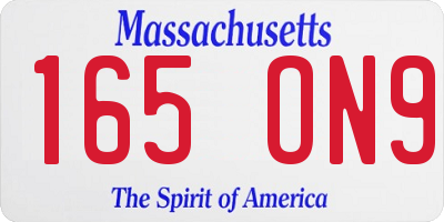 MA license plate 165ON9