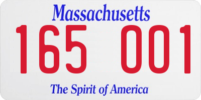 MA license plate 165OO1