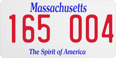 MA license plate 165OO4