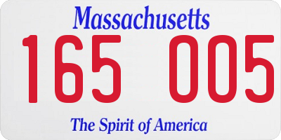 MA license plate 165OO5