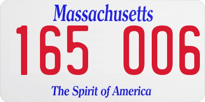 MA license plate 165OO6
