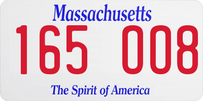 MA license plate 165OO8
