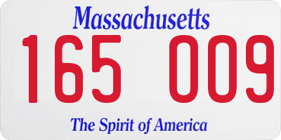 MA license plate 165OO9