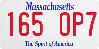 MA license plate 165OP7