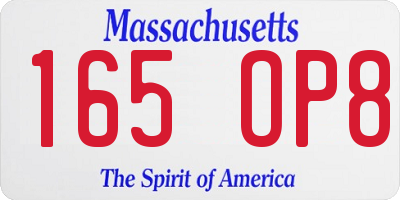MA license plate 165OP8