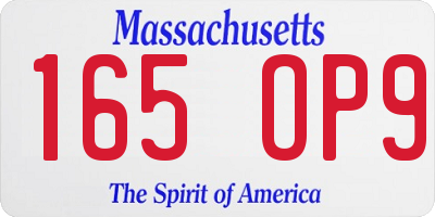 MA license plate 165OP9