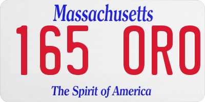 MA license plate 165OR0