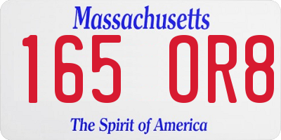 MA license plate 165OR8